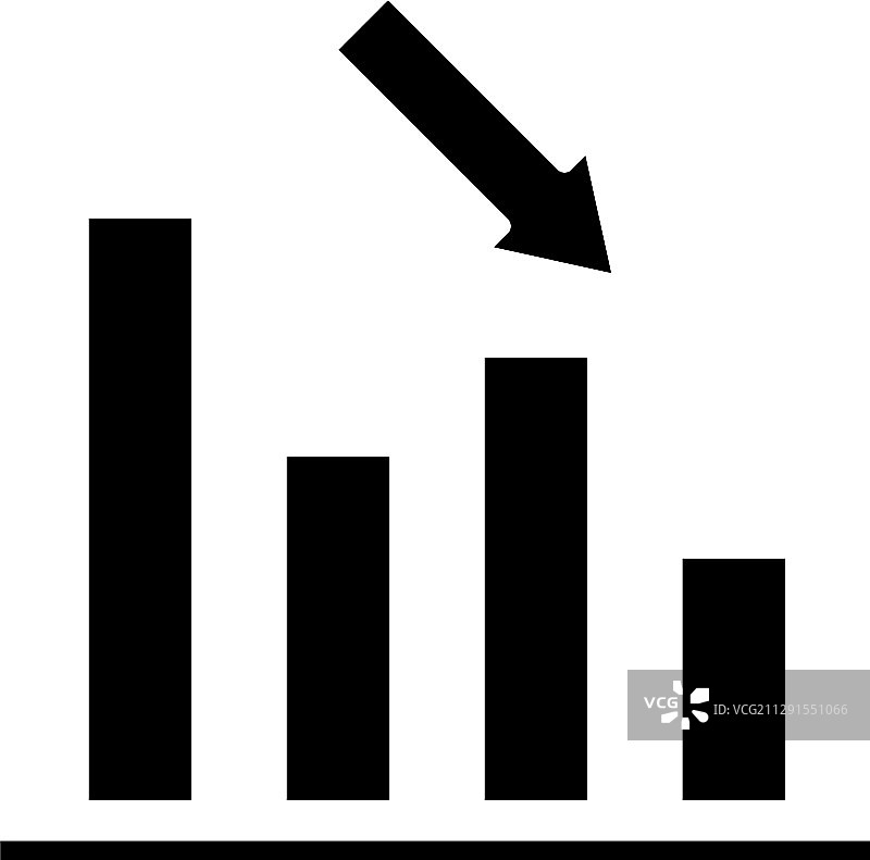 亏损图表黑色图标概念图片素材