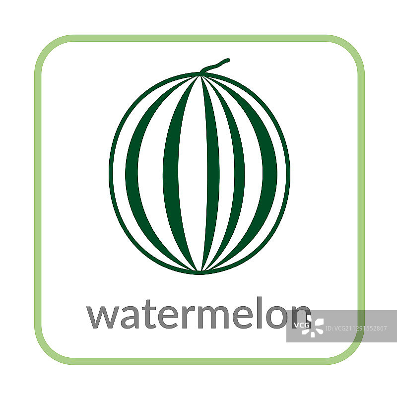 西瓜图标绿色轮廓扁平标志图片素材