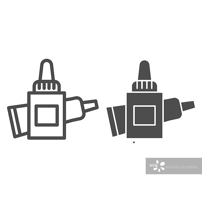 两瓶胶水线稿和实心图标图片素材