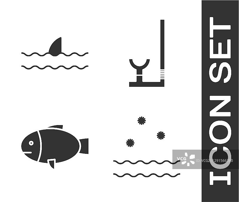 包含海浪中鱼翅的寒冷海浪组合图片素材