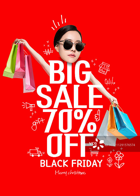 黑色星期五折扣促销广告红色背景合成图像图片素材