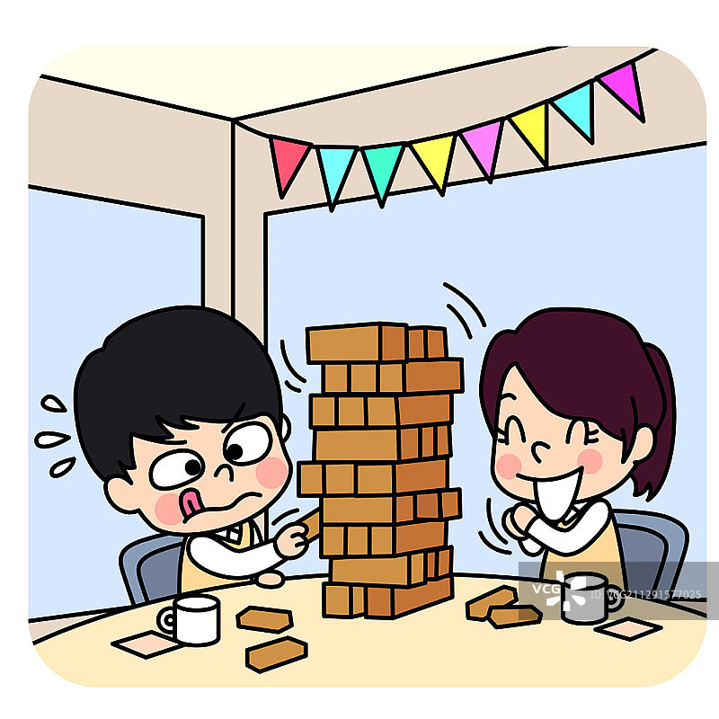 玩层层叠的学生插画图片素材