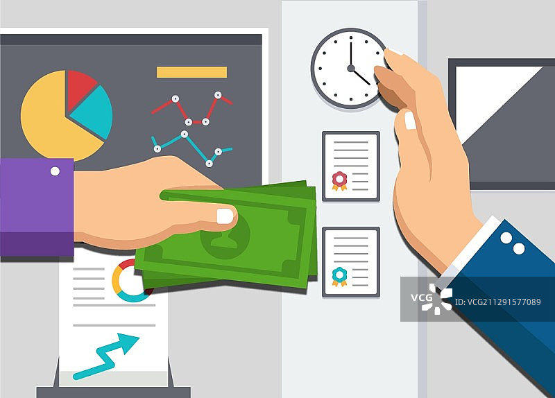 含图表的商业贿赂交易矢量插图图片素材