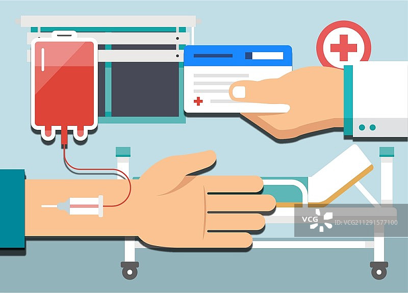 向红十字会献血的交易矢量插画图片素材