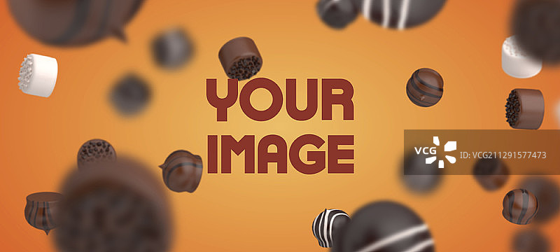 美味巧克力松露掉落的数字合成背景图片素材