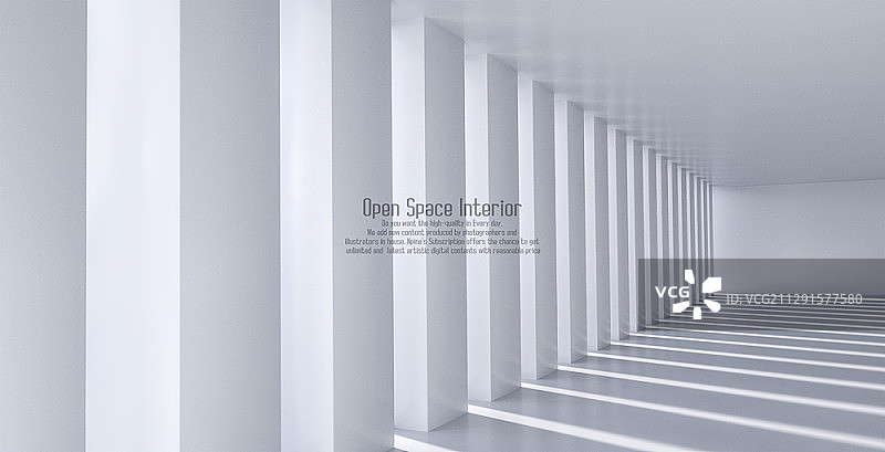 阳光和窗户的白色简约室内空间3D数字合成图片素材