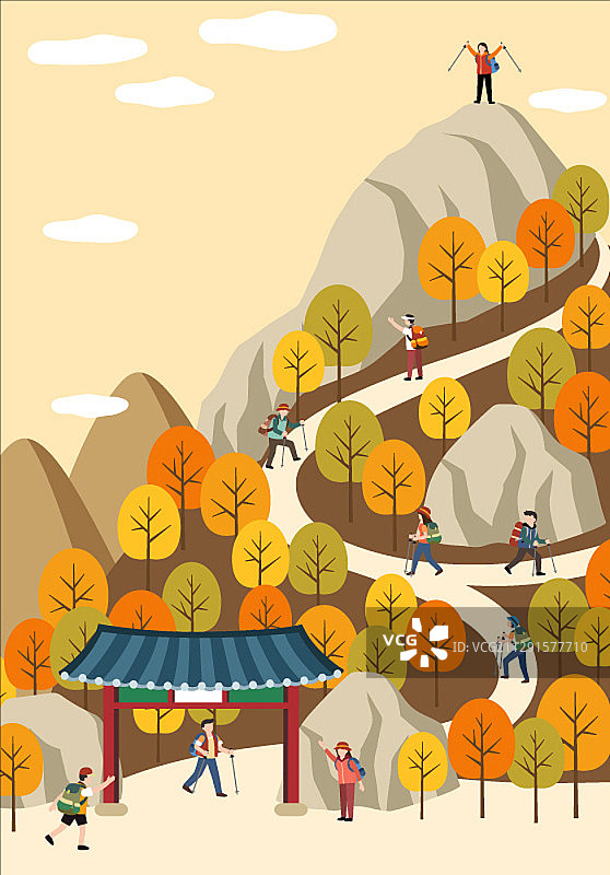徒步登山人物生活方式插画图片素材