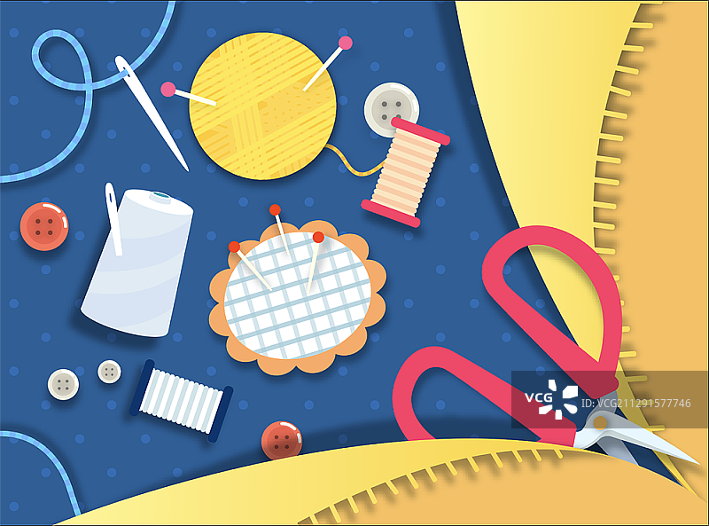 缝纫教育矢量插画图片素材