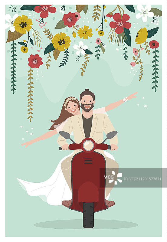 新婚夫妇插画图片素材