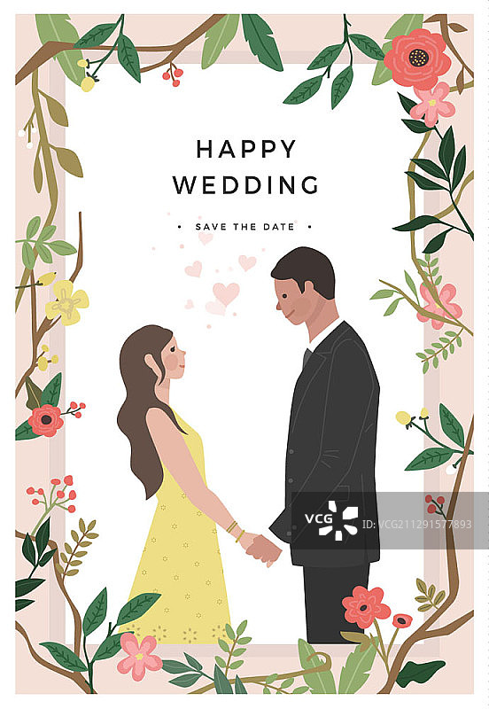 新婚夫妇插画图片素材