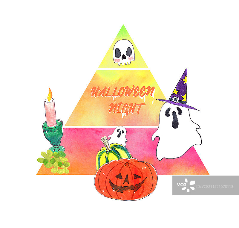 万圣节主题夜晚插画图片素材