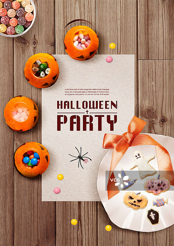 万圣节糖果和糖霜饼干派对图片素材