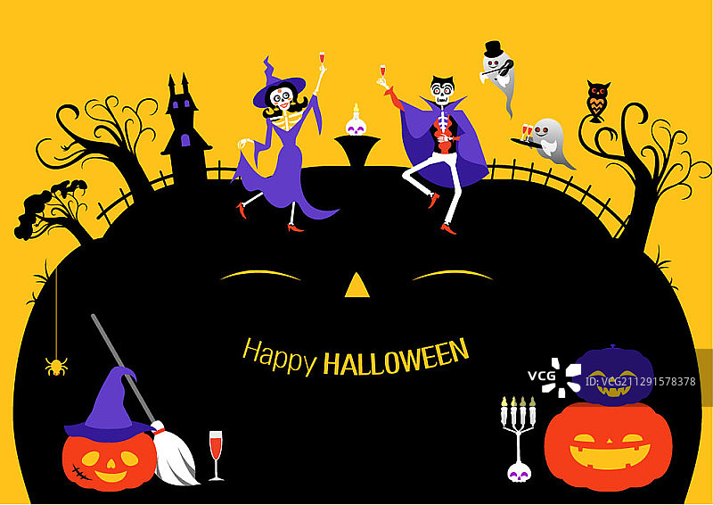 万圣节主题矢量插画图片素材