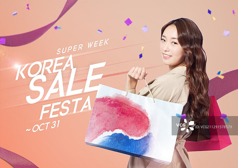 韩国促销节促销合成素材与韩国模特图片素材