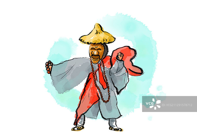 韩国传统假面舞表演者插画图片素材