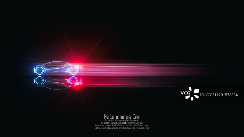 未来自动驾驶汽车的3D数字插画图片素材