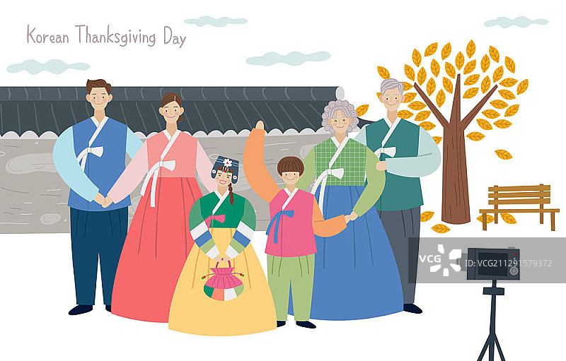 韩国感恩节（秋夕）矢量插画图片素材