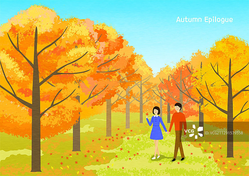 秋季风景插画图片素材
