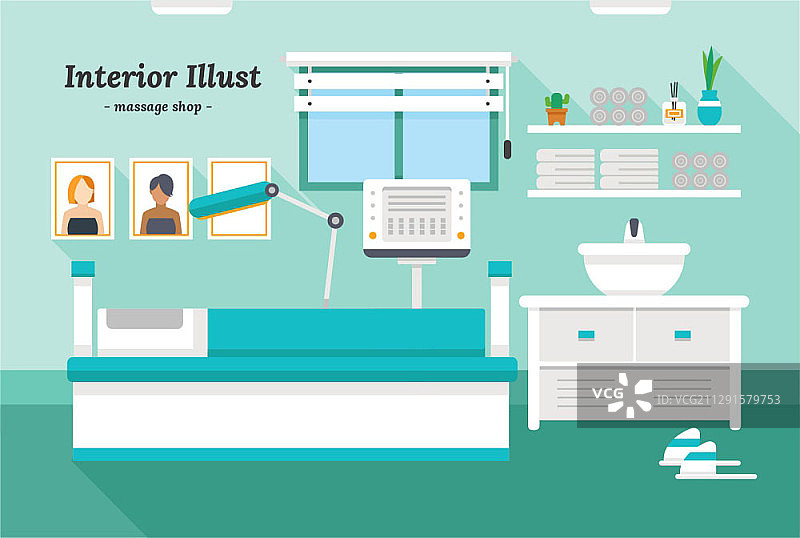 按摩水疗馆矢量插画图片素材