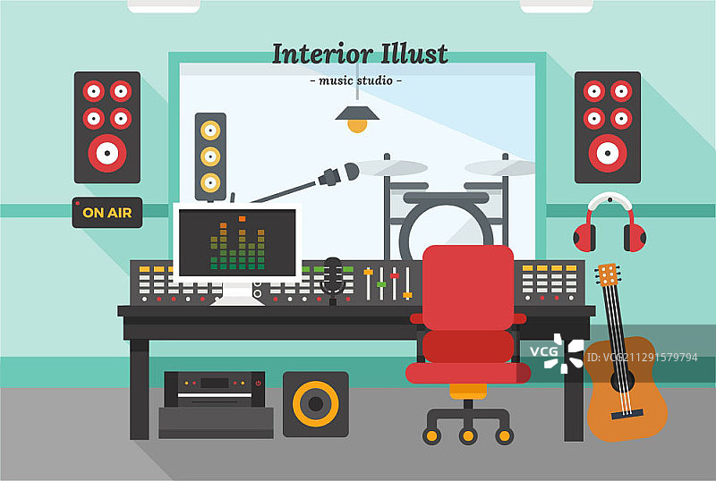音乐录音室矢量插画图片素材