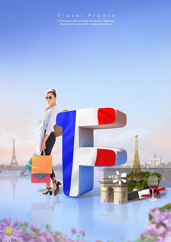 法国旅行合成图图片素材