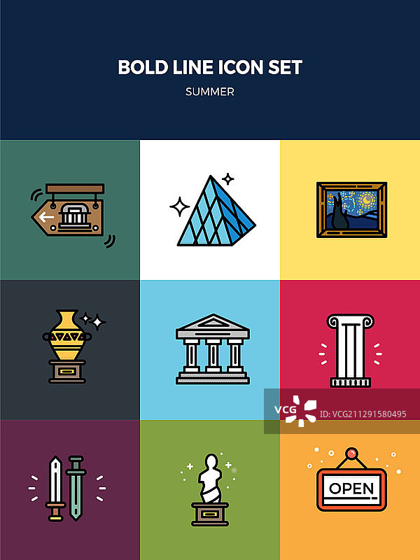 粗体线条图标集矢量素材图片素材