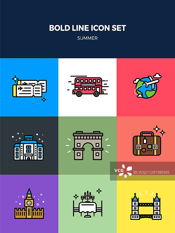 粗体线条图标集矢量素材图片素材