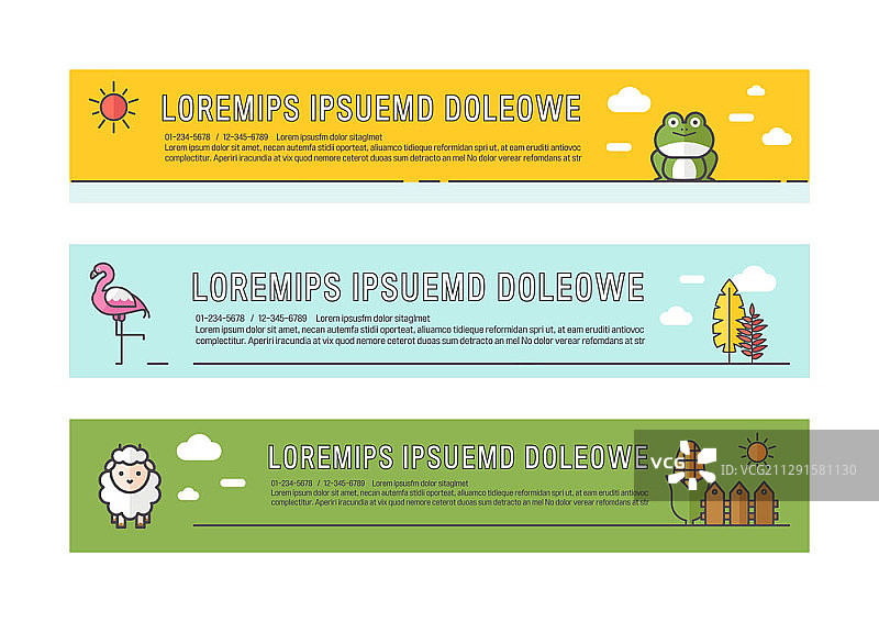 水平矢量banner模板集图片素材