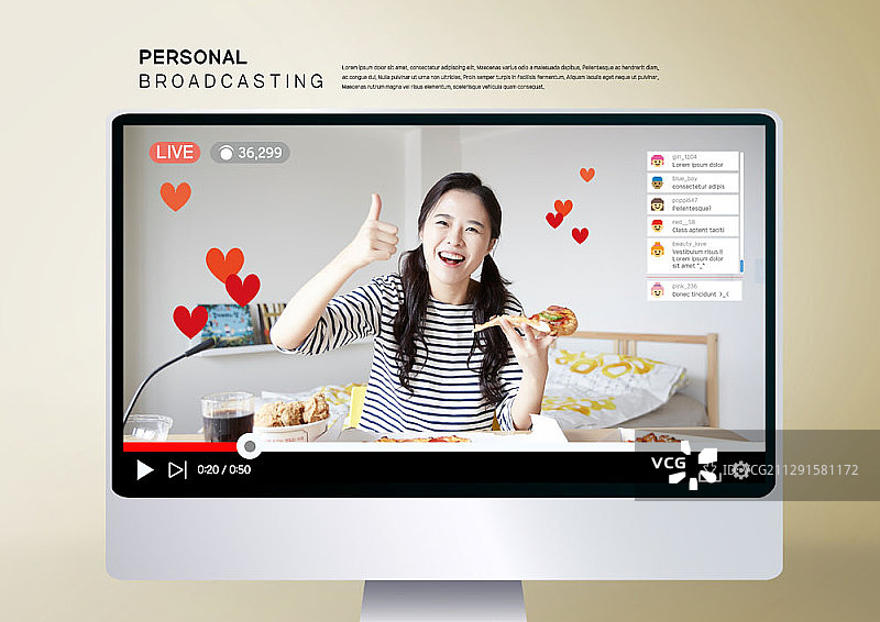 网络视频明星和电脑的合成图像图片素材
