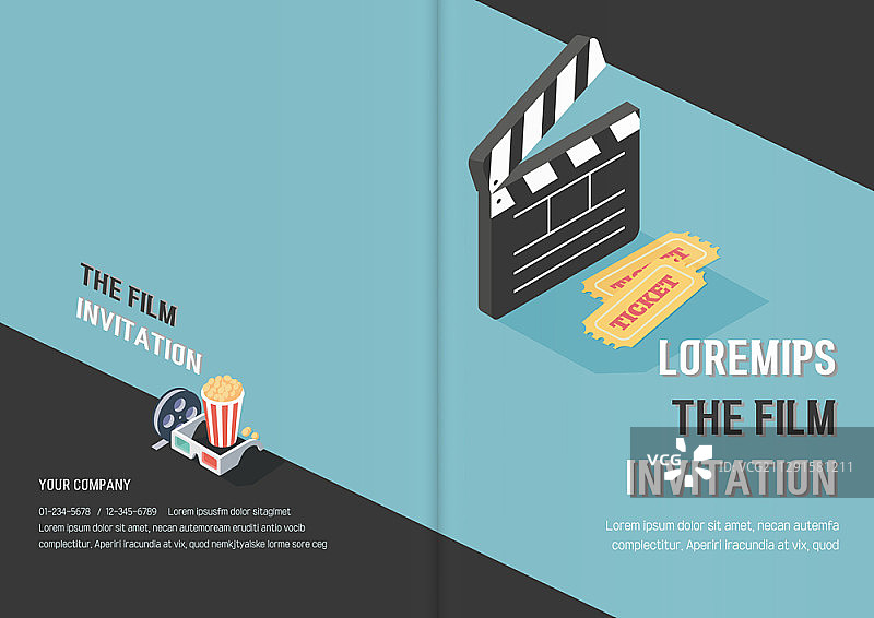 电影邀请函矢量卡片模板图片素材