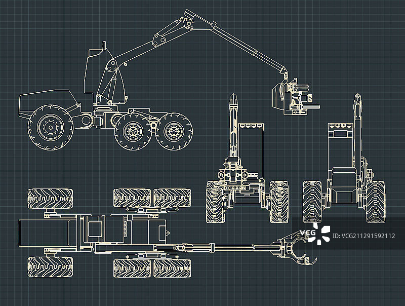 森林采伐机蓝图图片素材