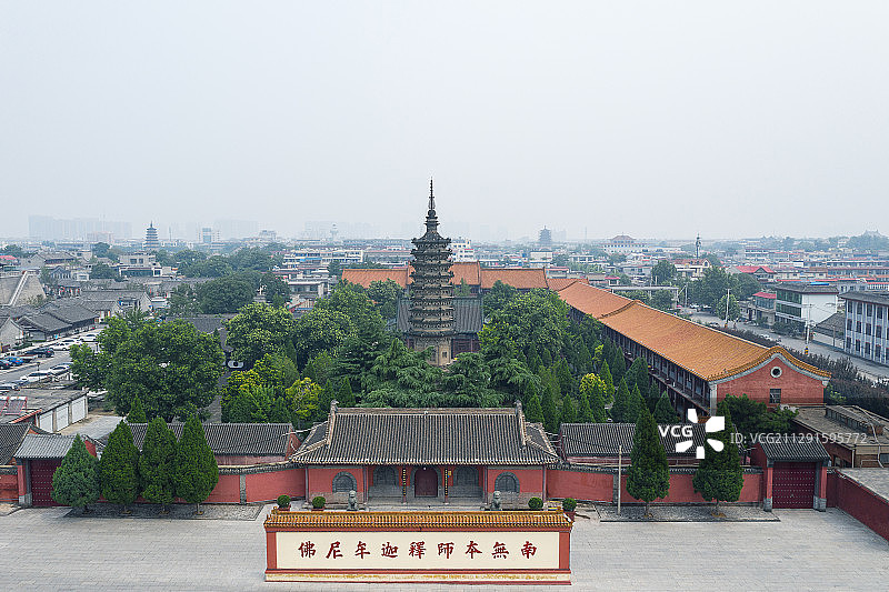 河北省石家庄市正定县临济寺澄灵塔航拍图片素材