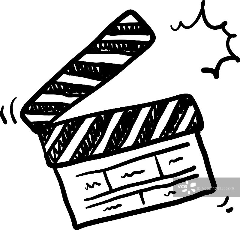 手绘电影场记板图标图片素材