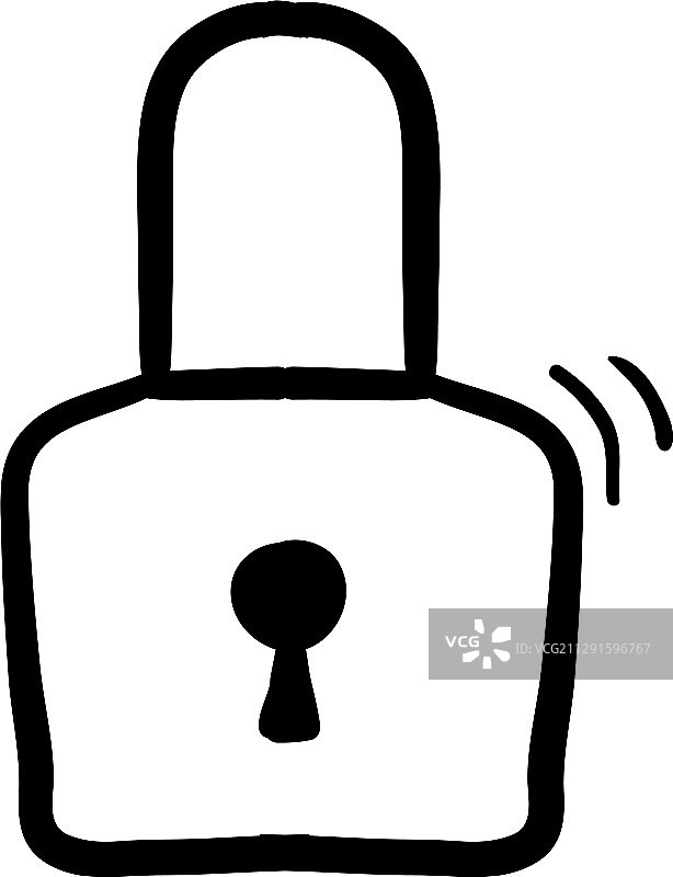 手绘挂锁图标涂鸦风格图片素材