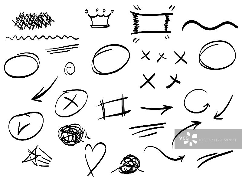 手绘抽象涂鸦元素合集图片素材