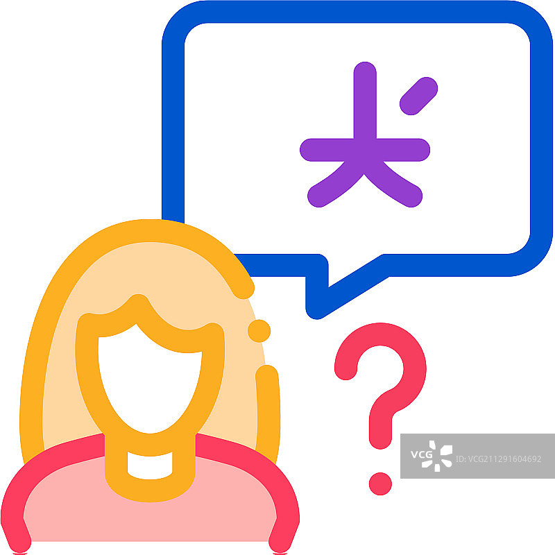 外籍女性轮廓图标细线图片素材