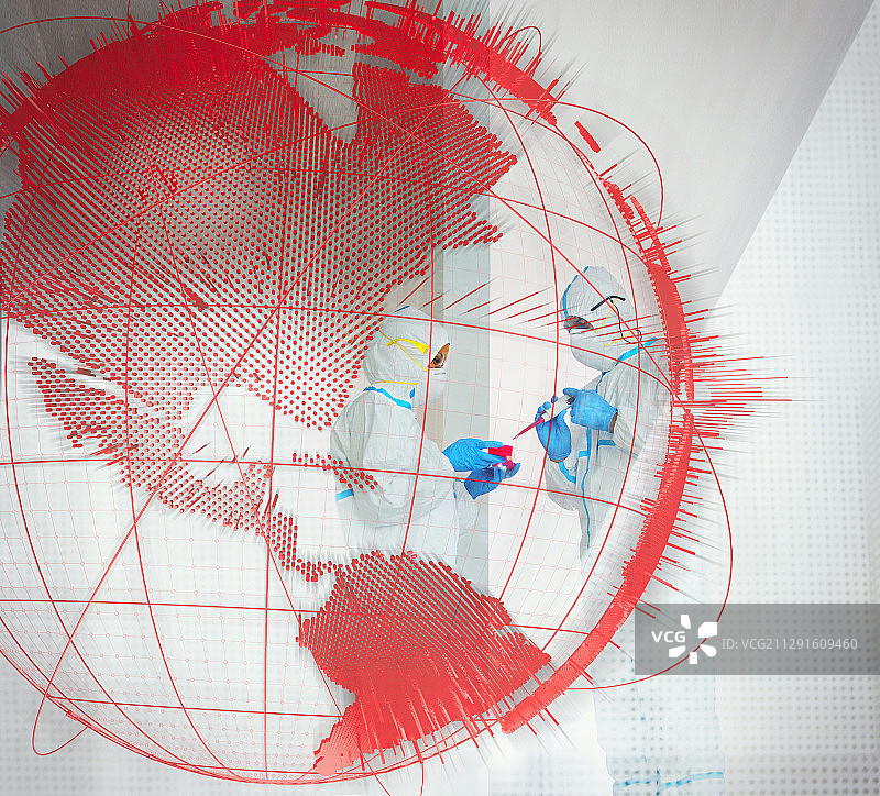 在疫情爆发的背景下工作的科研人员图片素材