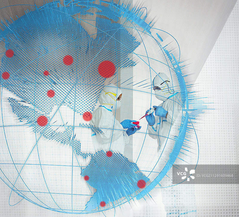 科学家研究疫情爆发背后的冠状病毒图片素材