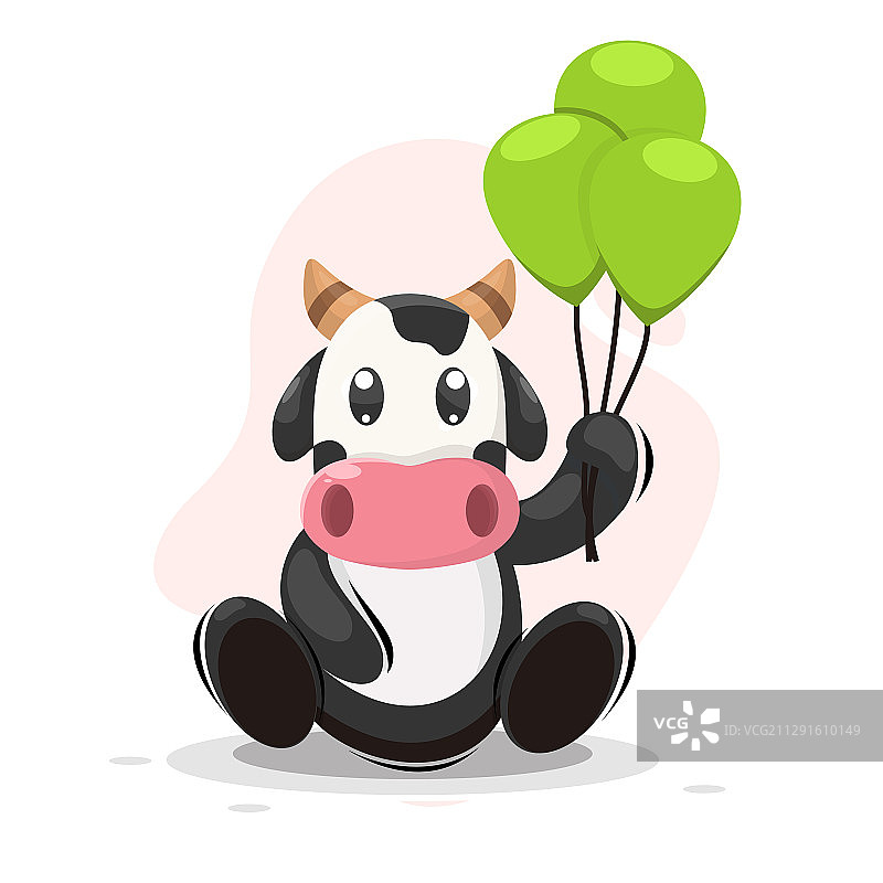 可爱的卡通气球奶牛图片素材