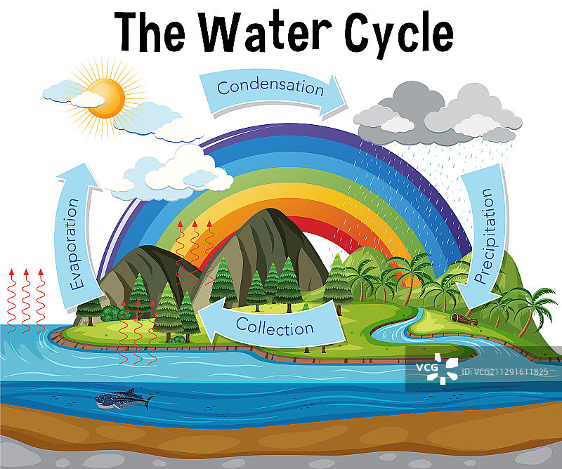 带降雨的水循环图图片素材