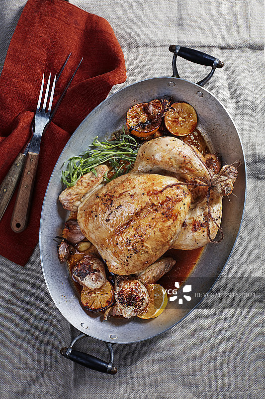 大蒜柠檬烤鸡图片素材