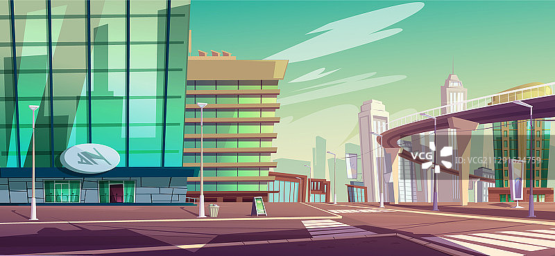 城市十字路口和高架公路图片素材