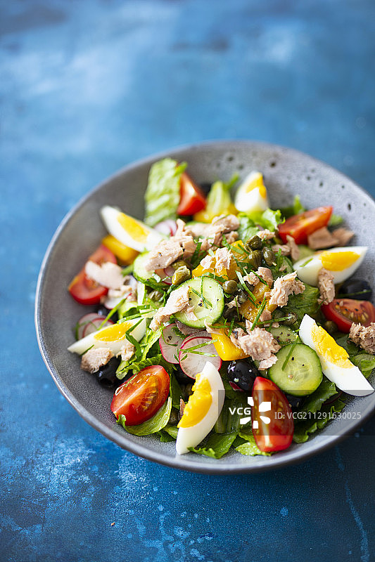 尼斯沙拉（含金枪鱼、刺山柑和鳀鱼片）图片素材