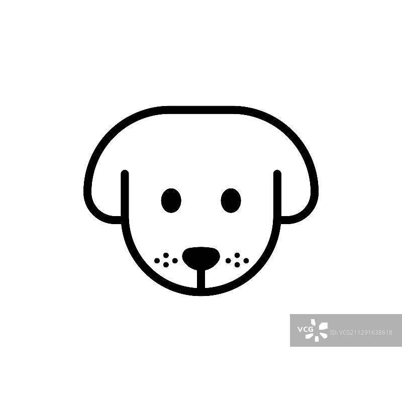 白色背景上的小狗脸图标图片素材