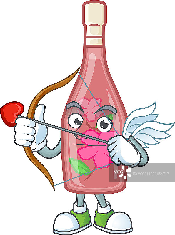 丘比特箭下的浪漫粉色甜酒瓶图片素材