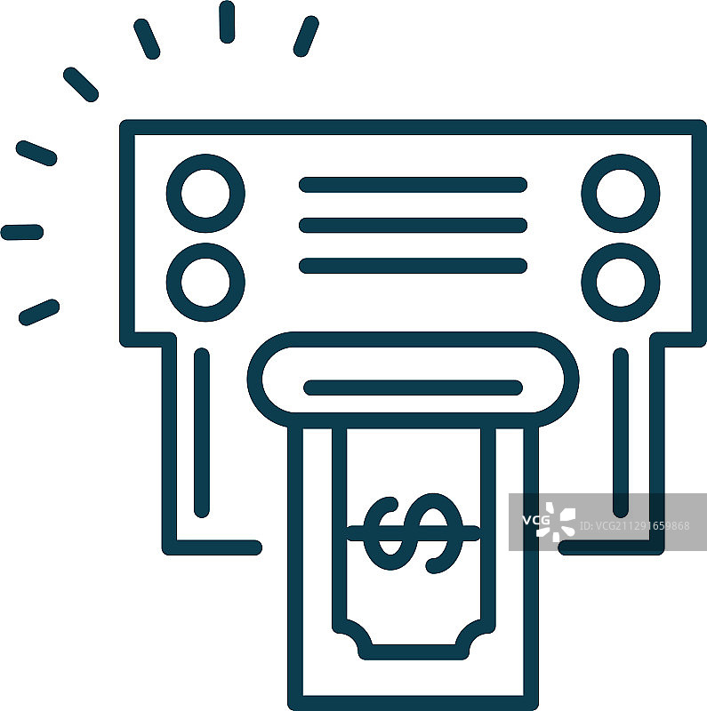 带钞票图标的打印机线条风格图片素材