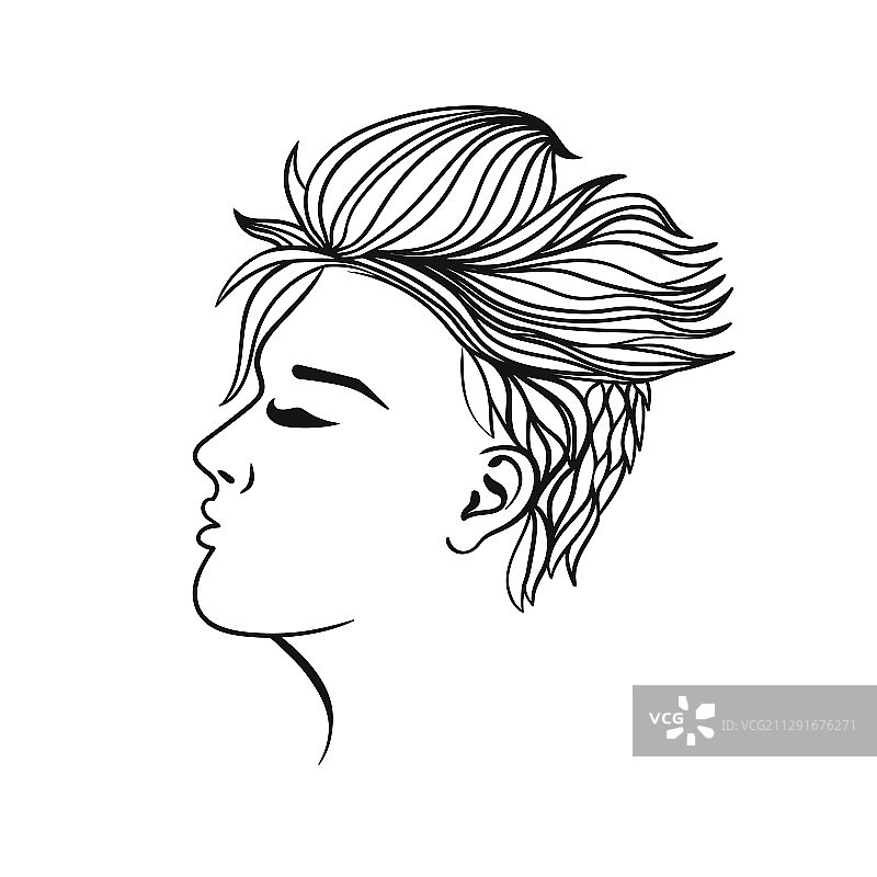 女性短发发型黑色轮廓图片素材