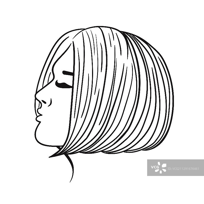 女性短发发型黑色轮廓图片素材