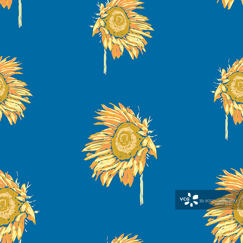 向日葵素描无缝背景图片素材