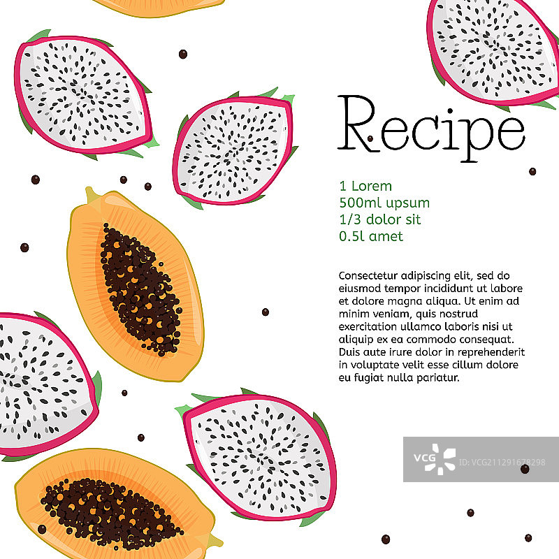 杨桃、木瓜和火龙果简约设计图片素材